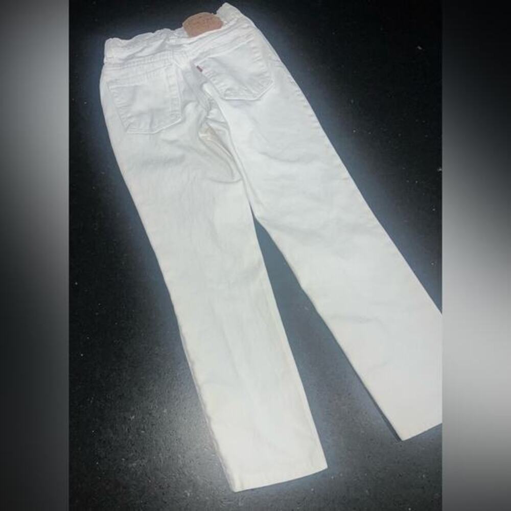 VINTAGE LEVI’S 512 SLIM FIT WHITE DENIM STRAIGHT LEG SZ 3 JR M AUG 1998 UEC